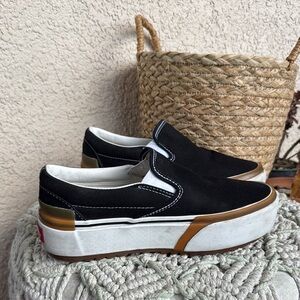Vans Black Slip-On Platform Sneakers